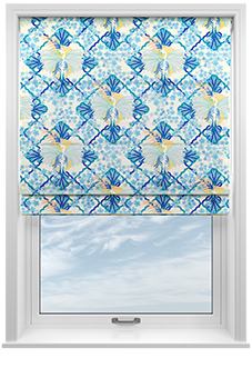 Faded Glamour, China Blue White - Roman Blind